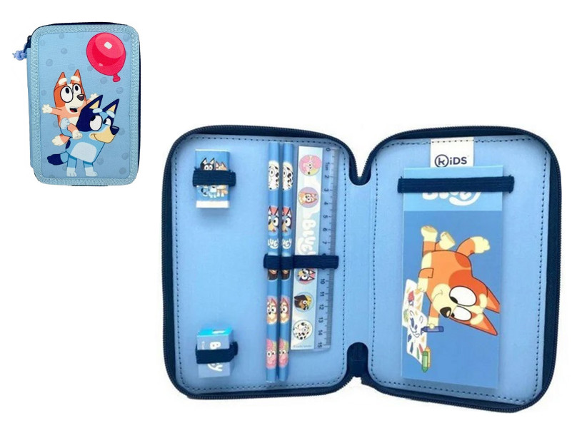 Piórnik dwukomorowy z wyposażeniem Bluey