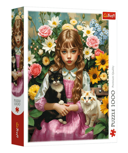 Puzzle 1000 Dziewczynka z kotami