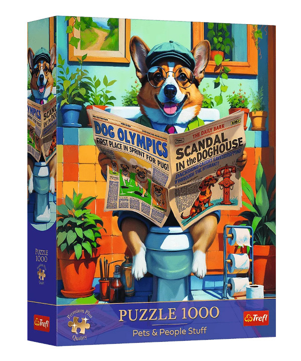 Puzzle 1000 Premium Plus Corgi w toalecie