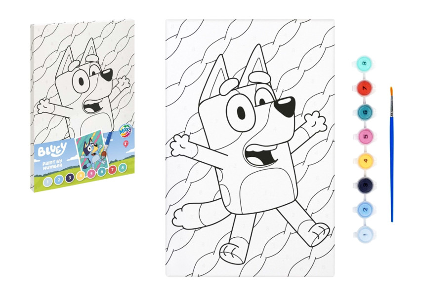 Malowanie po numerach na płótnie Bluey 29.7x19.5cm