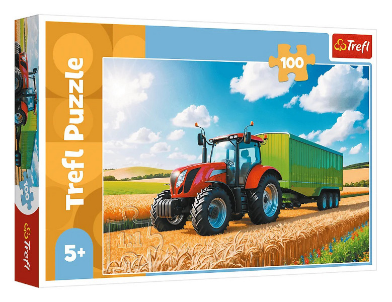 Puzzle 100 Maszyny rolnicze Traktor z przyczepą
