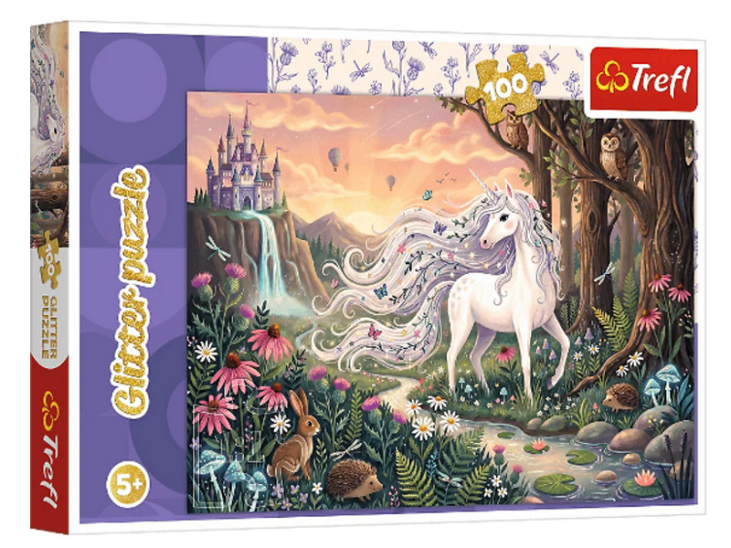 Puzzle 100 Glitter Tęczowy blask jednorożca
