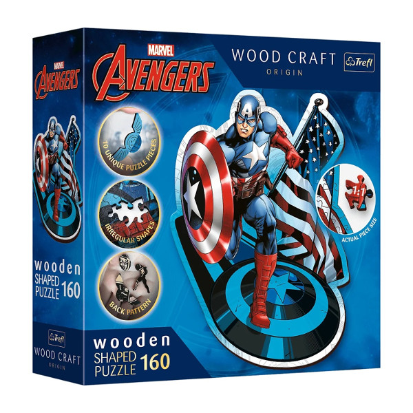 Puzzle drewniane Avengers 160 el. Nieustraszony Kapitan Ameryka