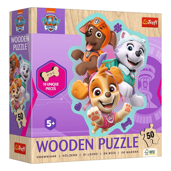 Puzzle 50 Drewniane Konturowe Wesoła gromadka piesków