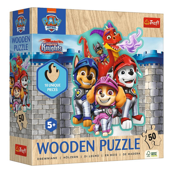 Puzzle 50 Drewniane Konturowe Przygody z Psim Patrolem