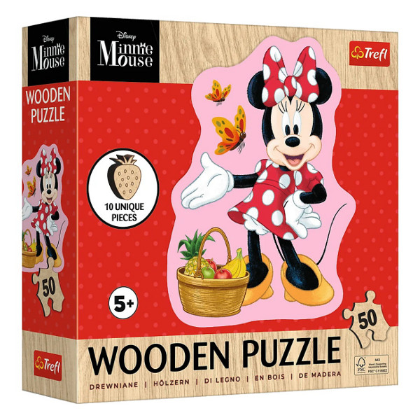 Puzzle 50 Drewniane konturowe Wesoła Minnie