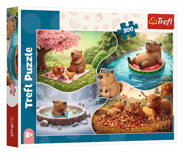 Puzzle 300 Cztery pory roku z kapibarami
