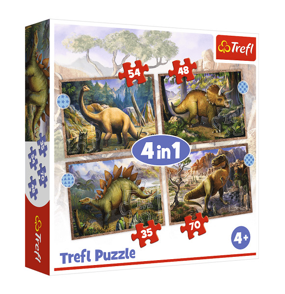 Puzzle 4w1 Ciekawe dinozaury