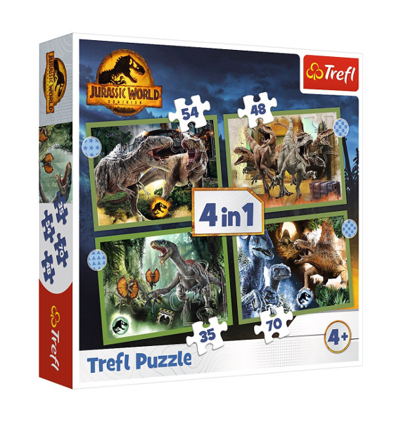 Puzzle 4w1 Grozne dinozaury