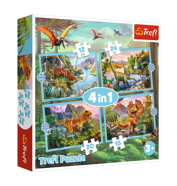 Puzzle 4w1 Wyjątkowe dinozury