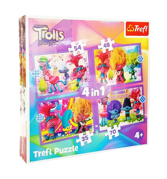 Puzzle 4w1 Przygody kolorowych Trolli