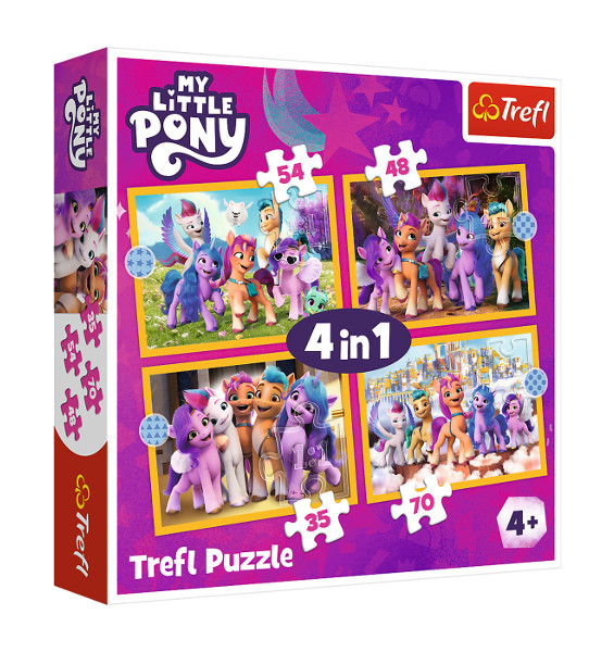 Puzzle 4w1 Poznaj kucyki Pony