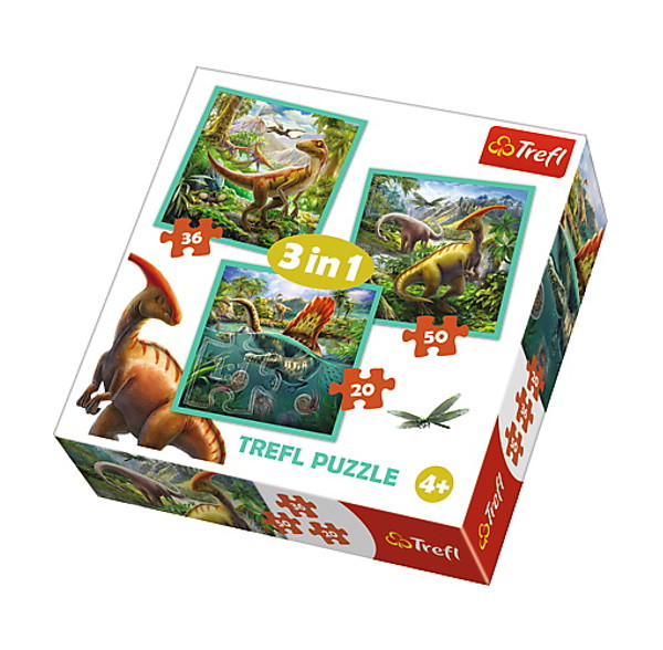 Puzzle 3w1 Niezwykły świat dinozaurów