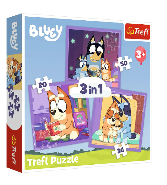 Puzzle 3w1 Poznaj Bluey