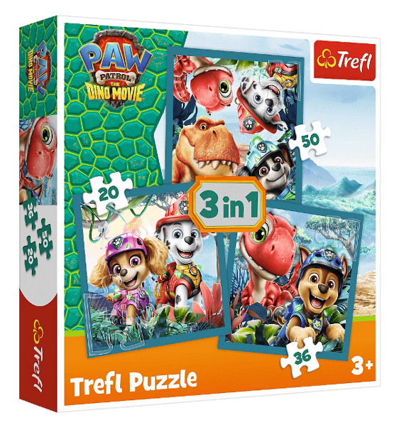 Puzzle 3w1 Psi Patrol i wyspa dinozaurów