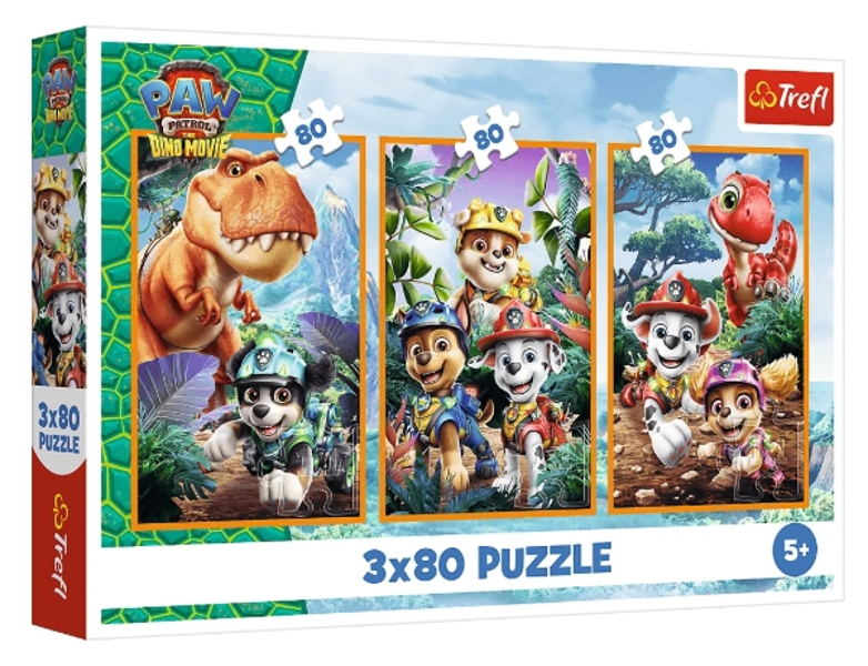 Puzzle 3x80 Bohaterowie dinozaurów