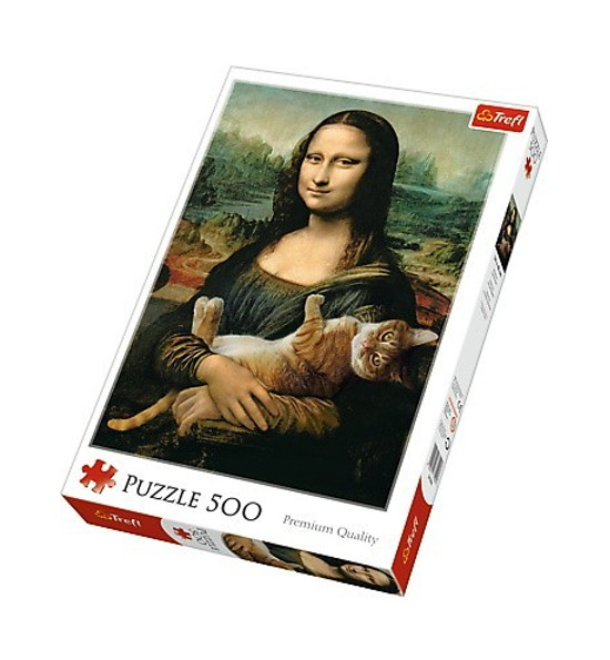 Puzzle 500el. Mona Lisa i kot mruczek