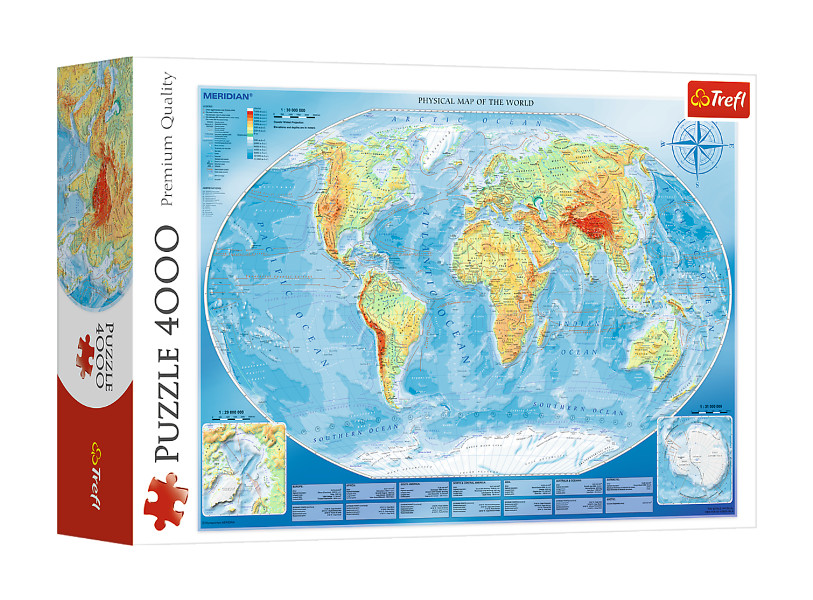 Puzzle 4000el Wielka mapa fizyczna świata