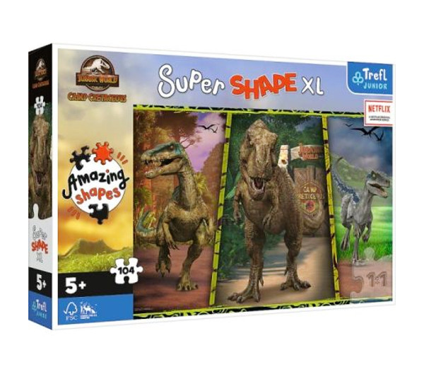 Puzzle 104 XL Kolorowe dinozaury