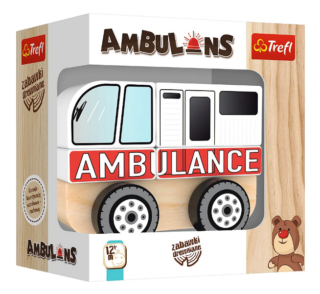 Ambulans zabawka drewniana