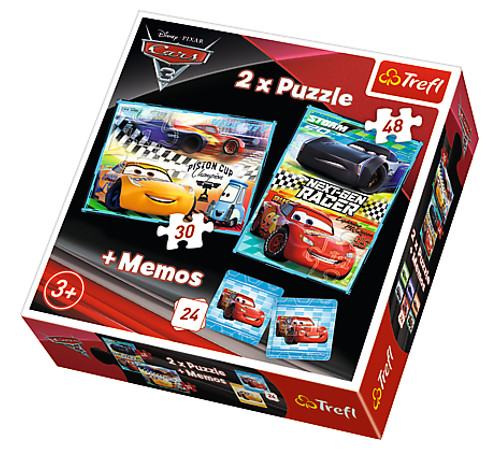 Puzzle 2w1+memos Disney Cars 3