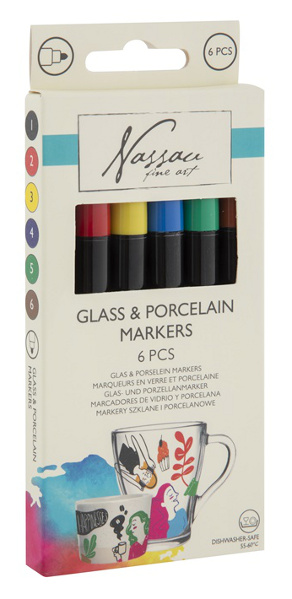 Markery do szkła i porcelany 6 szt