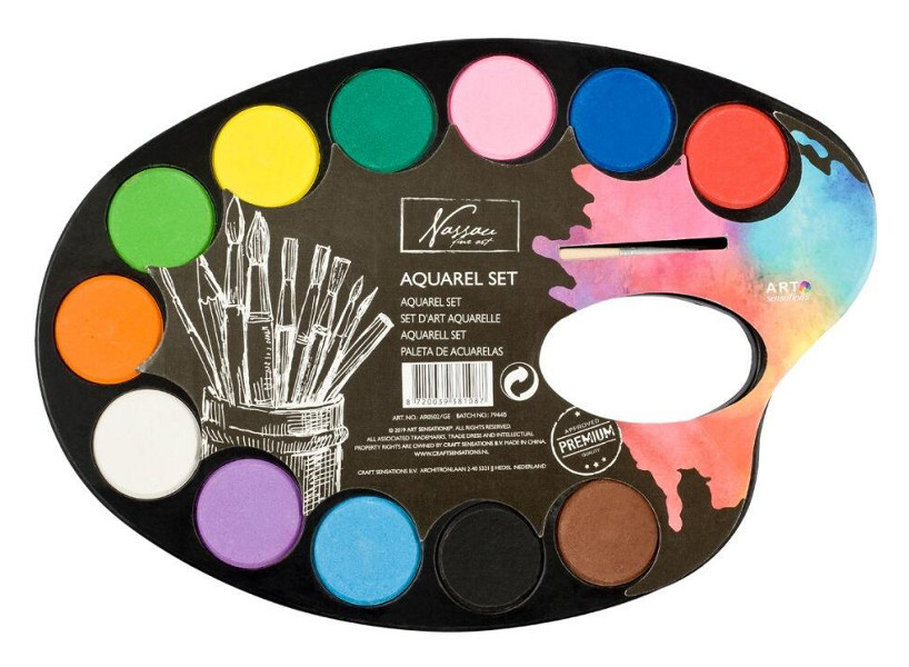 Zestaw farb akwarelowych 12 szt plus pędzel