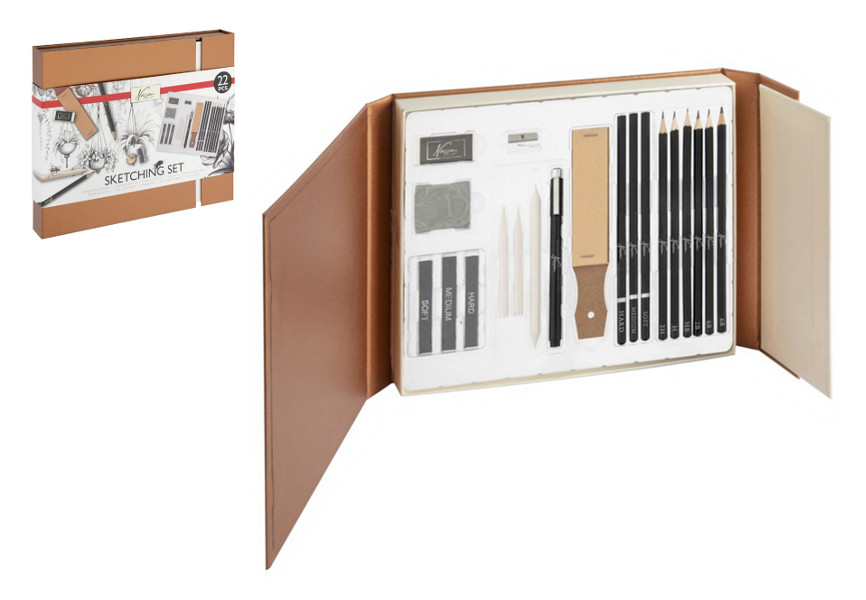 Zestaw do szkicowania 22 elementy 27x22x3cm