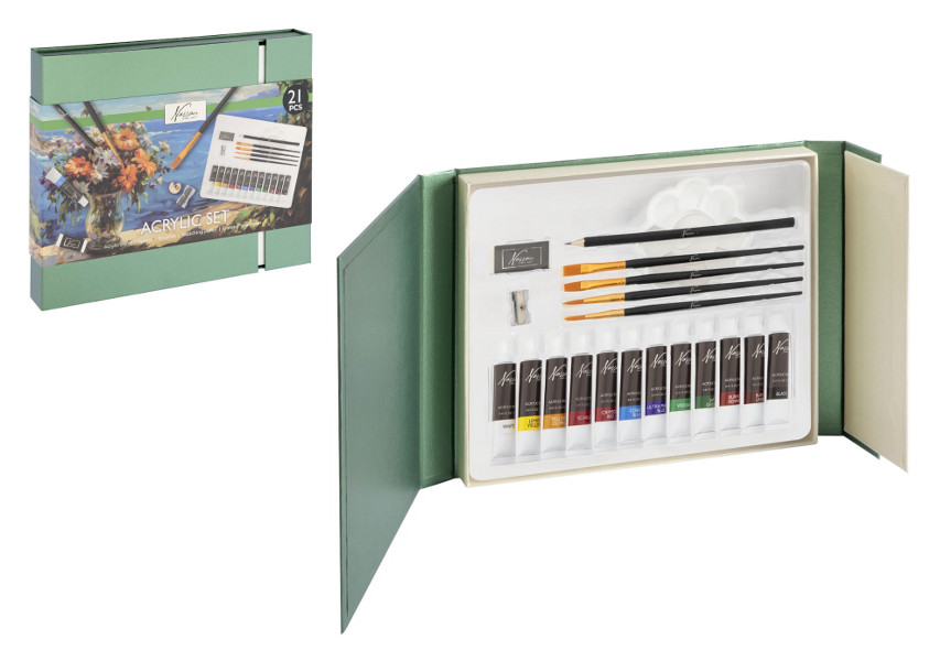 Zestaw malarski 21 elementów 27x22x3cm