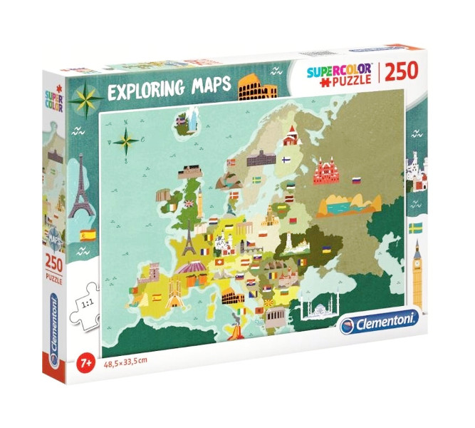 Puzzle 250el. Mapa Europy Bandiere
