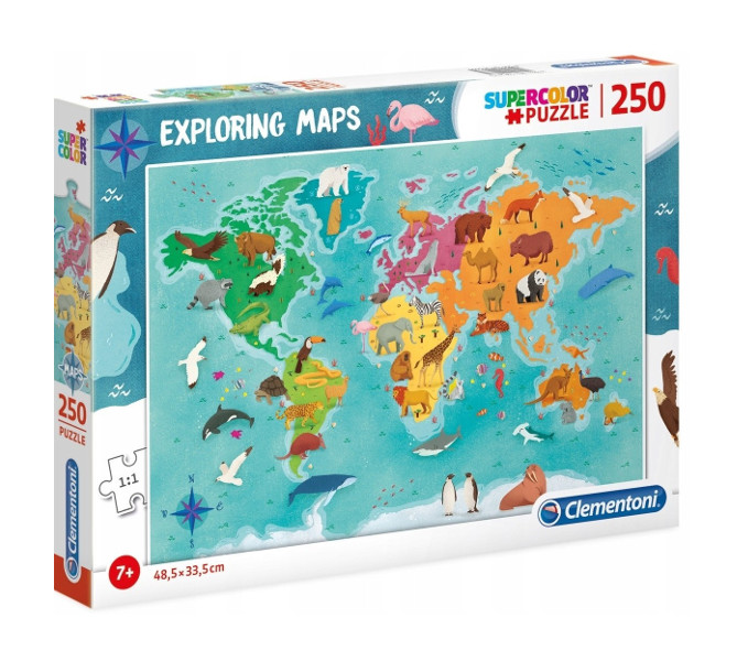 Puzzle Mapa Świata zwierzęta