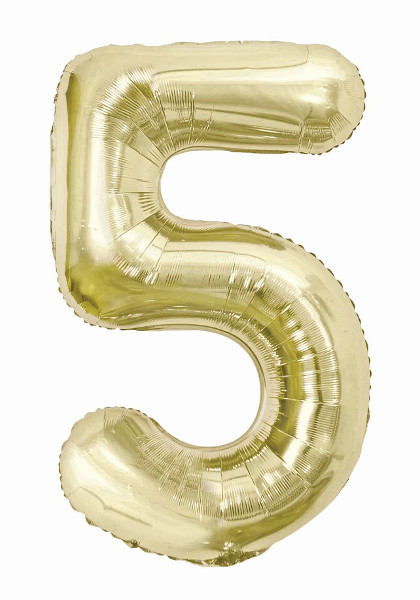 Balon foliowy Cyfra 5 szampańska