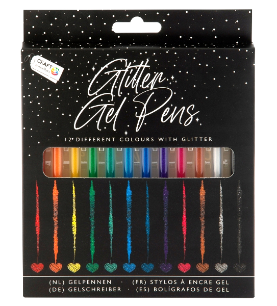 Długopisy żelowe brokatowe12 kolorów