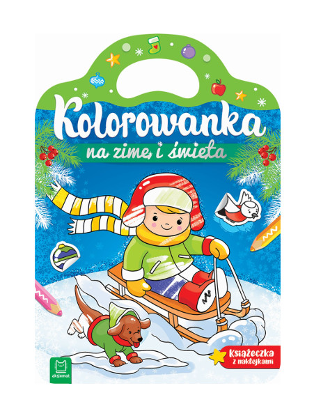Kolorowanka na zimę i święta. Książeczka z naklejkami