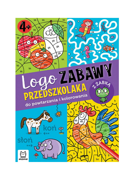 Logo zabawy przedszkolaka Do powtarzania i kolorowania z żabką