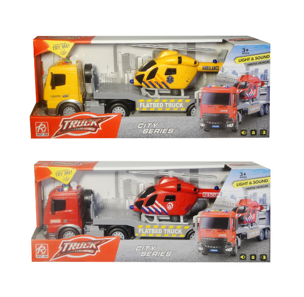 Auto ciężarówka z helikopterem