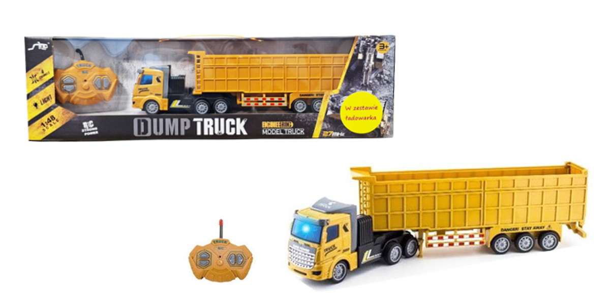 Pojazd ciężarówka wywrotka sterowana pilotem z ładowarką