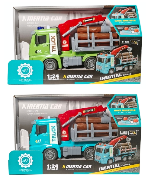 Pojazd ciężarówka z drewnem i chwytakiem, ze światłem i dźwiękiem