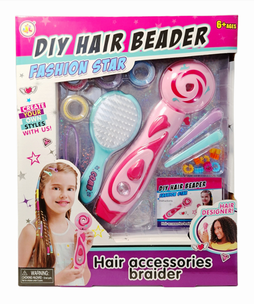 Zabawka kreatywna z maszynką do zaplatania koralików we włosy