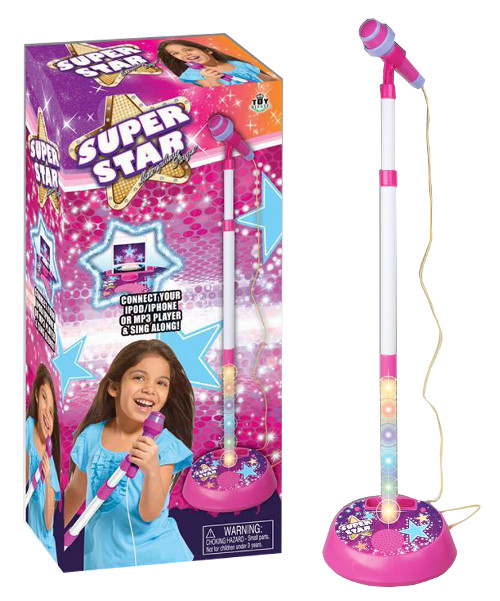 Mikrofon stojący ze światłem i melodiami