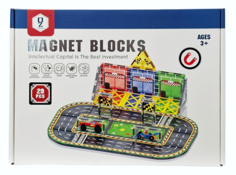 Klocki magnetyczne tor wyścigowy dla chłopca