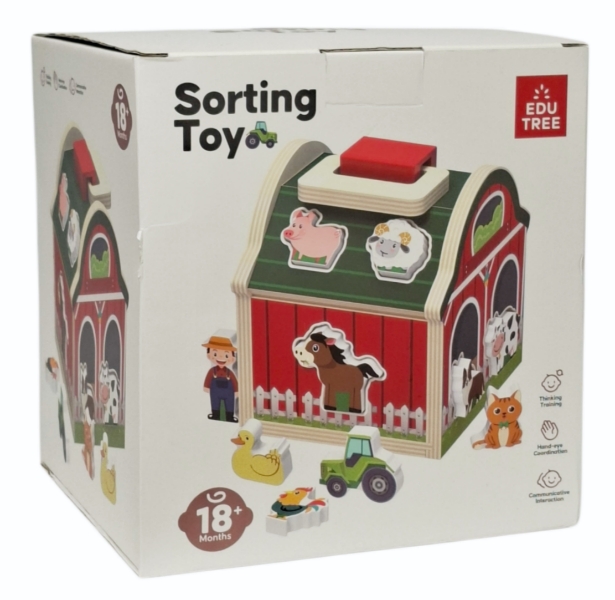 Zabawka dla malucha drewniany domek sorter z figurkami