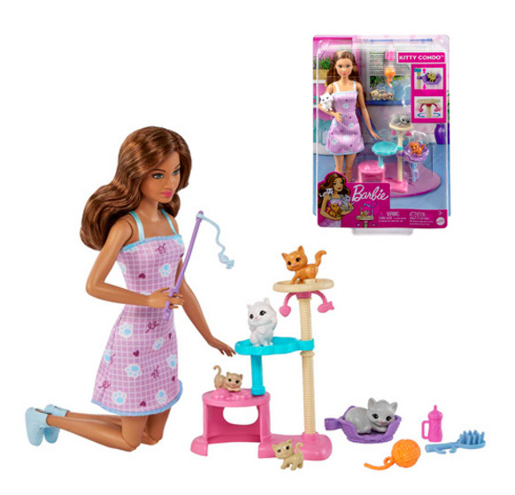 Barbie lalka zabawa z kotkami