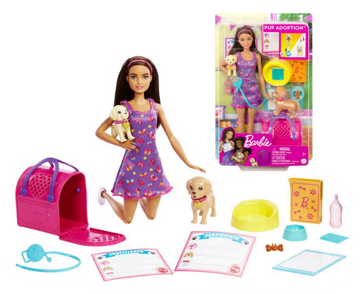 Barbie adopcja piesków + lalka