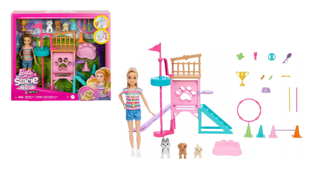 Barbie Plac zabaw piesków + lalka