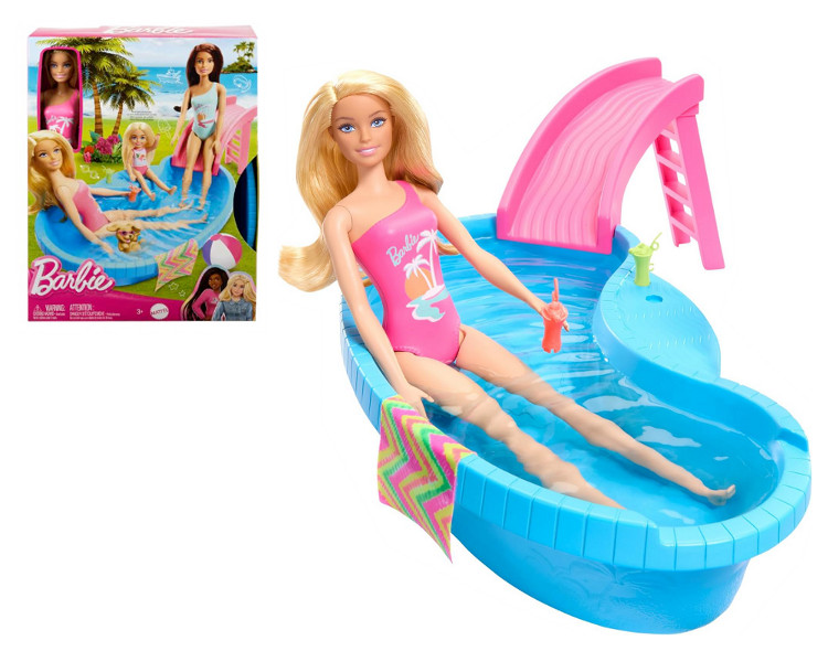 Barbie lalka z basenem i zjeżdżalnią
