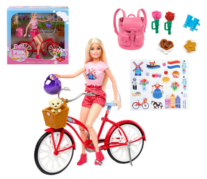 Barbie lalka Pink Passport na rowerze