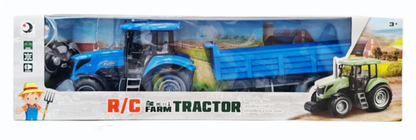 Traktor z przyczepą na radio