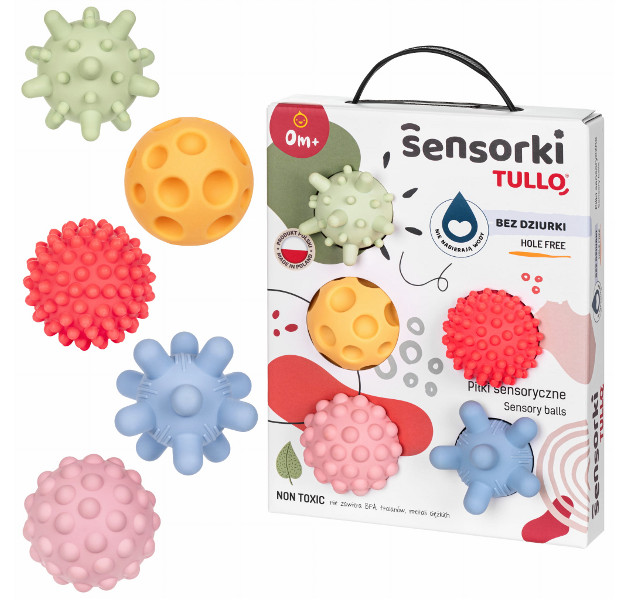 Sensorki Tullo Piłki sensoryczne 5 szt pastelowe