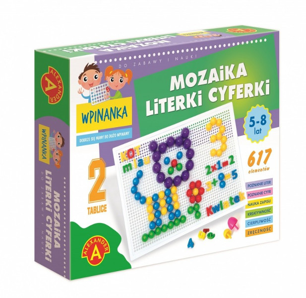 Wpinanka mozaika literki cyferki